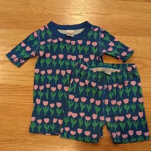 Kids Pajamas Set - Blue and Pink Tulip Design